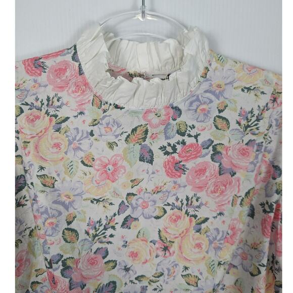 Batsheva X Laura Ashley Spring Prairie Blouse Floral Print Ruffle Cropped 8 NWT - Picture 4 of 12